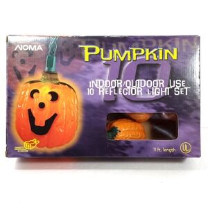 NOMA Halloween Blow Mold ~ Pumpkin String Lights‎ Set of 10 Works Jack O Lantern